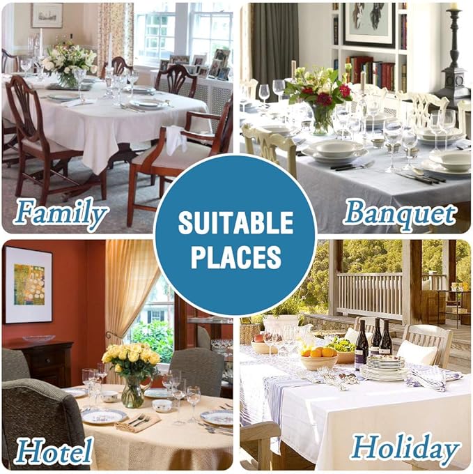 H.VERSAILTEX Linen Textured Table Cloths Round 60 Inch Premium Solid Tablecloth Spill-Proof Waterproof Table Cover for Dining Buffet Feature Extra Soft and Thick Fabric Wrinkle Free, Black