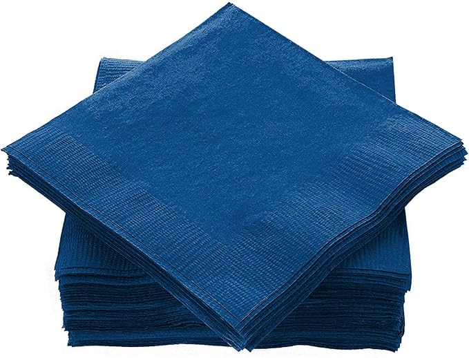 Cocktail Napkins Disposable, Royal Blue Beverage Napkins Soft and Absorbent Paper Napkins for Dinner, Party, Wedding, Or Every Day Use, 7” x 7” 2 Ply Party Napkins, Pack of 40 - By Amcrate
