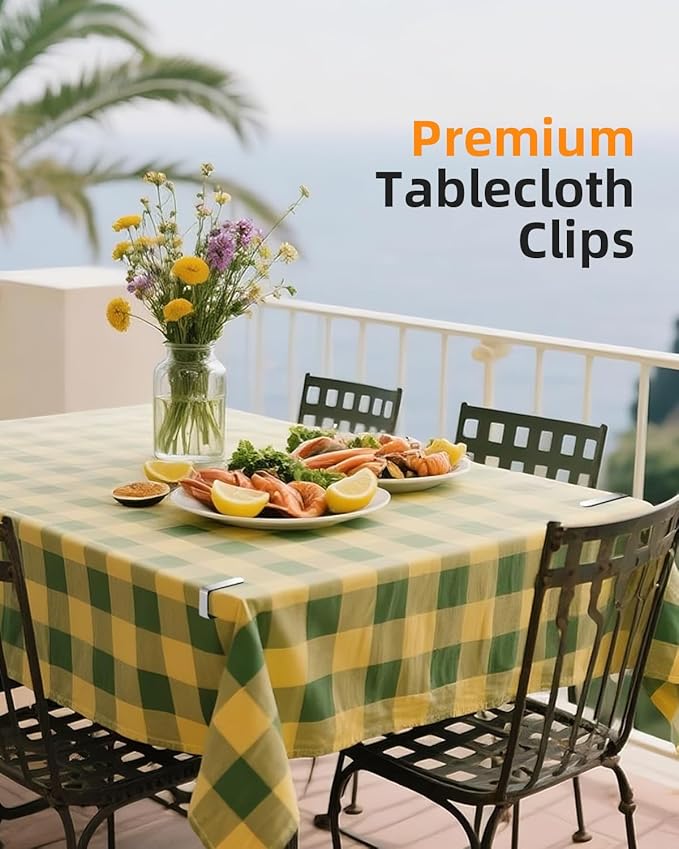 24 Pack Tablecloth Clips - Heavy Duty Picnic Table Clips, Stainless Steel Table Cloth Cover Clamps, Table Cloth Holders Ideal for Restaurant Marquees