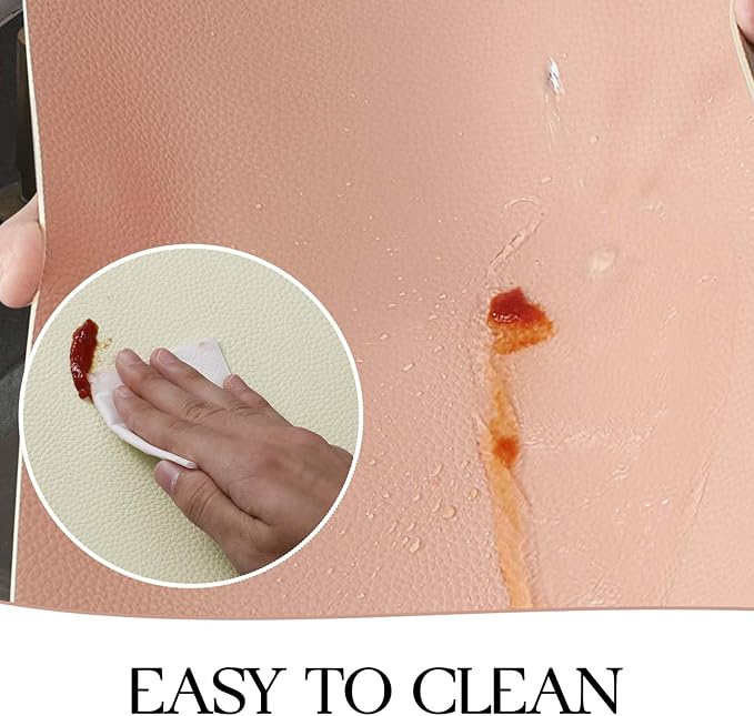 MOSAYT Vinyl Placemats Set of 4, Heat Resistant Place Mats 100% Waterproof Washable & Wipeable Faux Leather Reversible Table Mats for Kitchen Dining Party Indoor Outdoor, 12" x 17", Beige/Pink