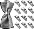 Wonlex Napkin Rings Set of 8, Metallic Silver Napkin Ring Holder Glossy Serviette Buckles for Wedding,Banquet, Dinner,Party,Table Settings (Matte Silver Semicircle)