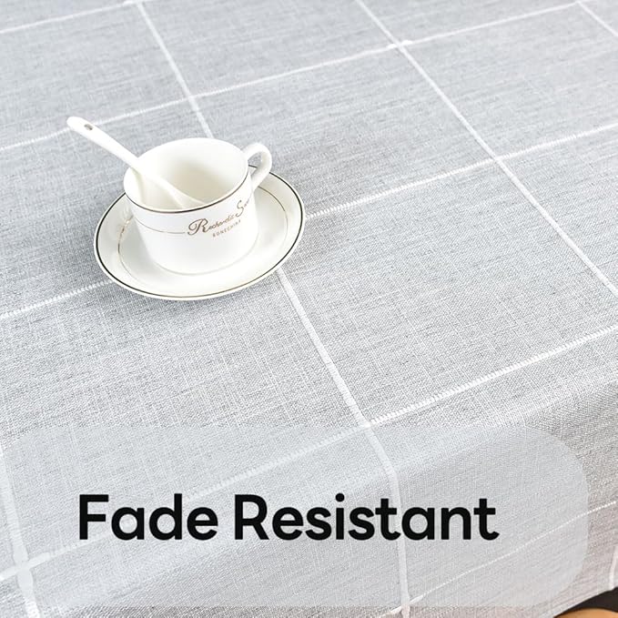 Heavy Duty Cotton Table Cloth for Square Table Farmhouse Vintage Tablecloth Washable Rustic Table Cover (Gray, 52''x52'')