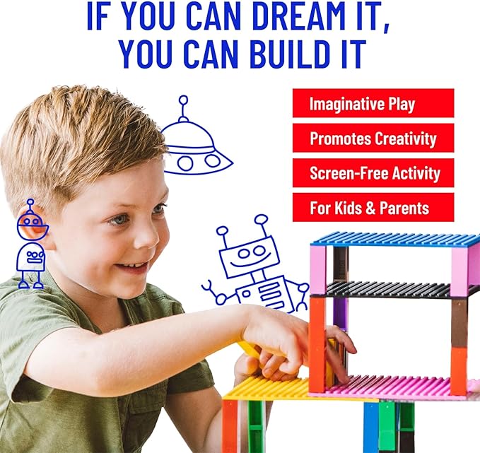 Strictly Briks Stackable Baseplates - 12 Pack 10"x10", 32x32 Studs, Compatible with Lego for Building City Scenes, Foundation, Displays Bricks on Play Table, Kids Easter Gift, Classic