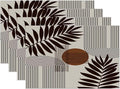 Mid Century Abstract Boho Placemats Geometric Neutral Beige Modern Leaf Plant Semicircle Art Washable Place Mats 12x18Inch for Dining Kitchen Farmhouse Decor 6 PCS