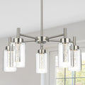 VINLUZ LED 5 Light Modern Chandeliers for Dining Room,Brushed Nickel Finish Hanging Lighting Fixture with Crystal Bubble Clear Glass Shade Kitchen Island for Hanging