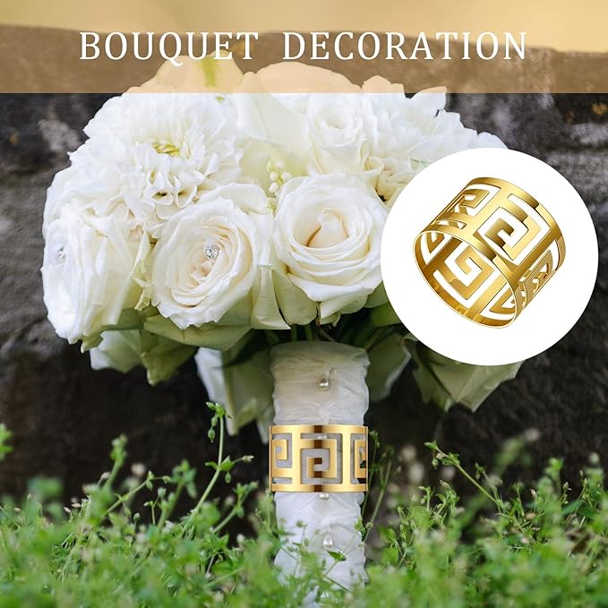 200 Pcs Gold Napkin Rings Hollow Out Napkin Rings Holder Set Metal Serviette Buckle Bulk for Dinner Table Decoration Christmas Holiday Wedding Party Birthday Banquet Gathering