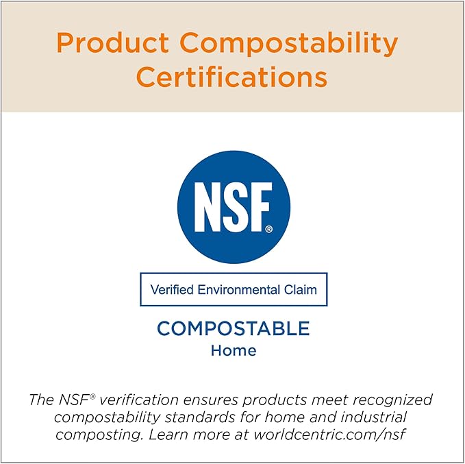 World Centric Compostable Plates 6" - Unbleached Plant Fiber. Grease Resistant - 250 Pack