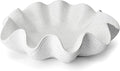 Scalloped Decorative Bowl Home Decor - 12.6" Modern Handicraft Large Shell Ruffle Decorative Fruit Bowl for Kitchen Counter, Chic Key Tray for Entryway Table, Artificial Stone White