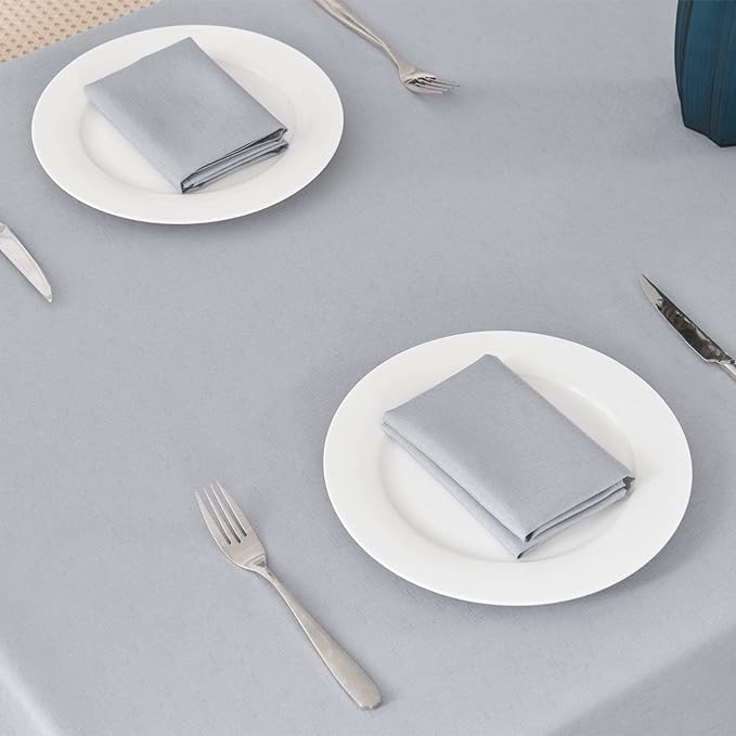 Textured Rectangle Tablecloth 60x144 inch Table Cloth Water Resistant Wrinkle Free Spill-Proof, Decorative Fabric Table Cover Washable for Banquet Parties Event Holiday Dinner, Light Grey