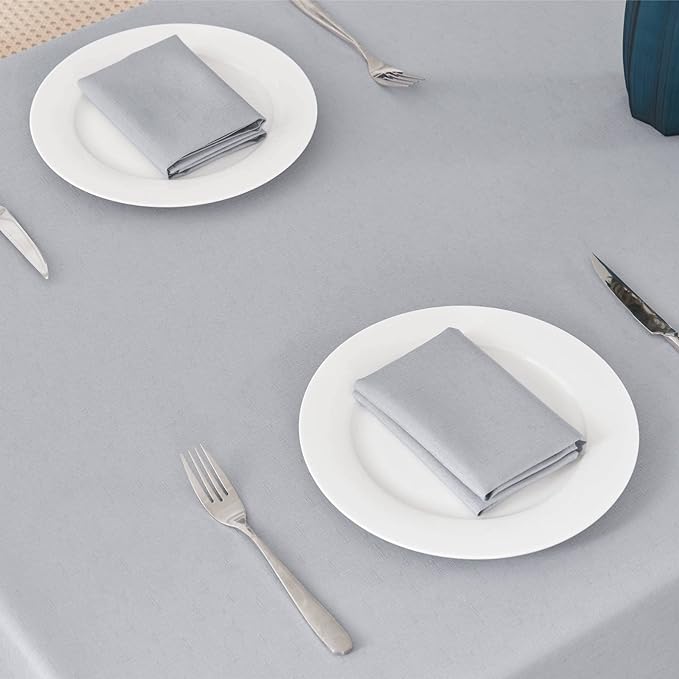 Textured Rectangle Tablecloth 60x104 inch Table Cloth Water Resistant Wrinkle Free Spill-Proof, Decorative Fabric Table Cover Washable for Banquet Parties Event Holiday Dinner, Light Grey
