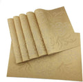 Gugrida Luxury Gold Placemats Set of 6 Crossweave Woven Vinyl Placemat for Dining Table Heat Resistant Non-Slip Kitchen Table Mats Easy to Clean