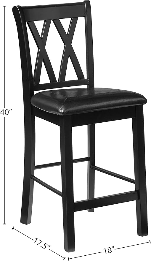 Homelegance Norman 5-Piece Counter Height Dining Set with Two Display Shelves, Black
