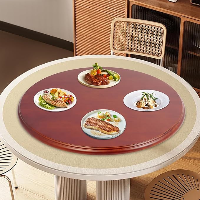 27.56in Wooden Lazy Susan, 360°Rotating Dining Table Turntable, Large Serving Tray Organizer for Family Dinners Banquets Restaurants Kitchen Dining Room