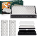 Double-Sided Diamond Sharpening Stone, Kalolary Knife Sharpener Stone Whetstone Honeycomb Surface Plate with Non-slip Base for Scissors Knives Outdoor Kitchen Sharpen Tools (600/1200 Grit, 150 x 63mm)