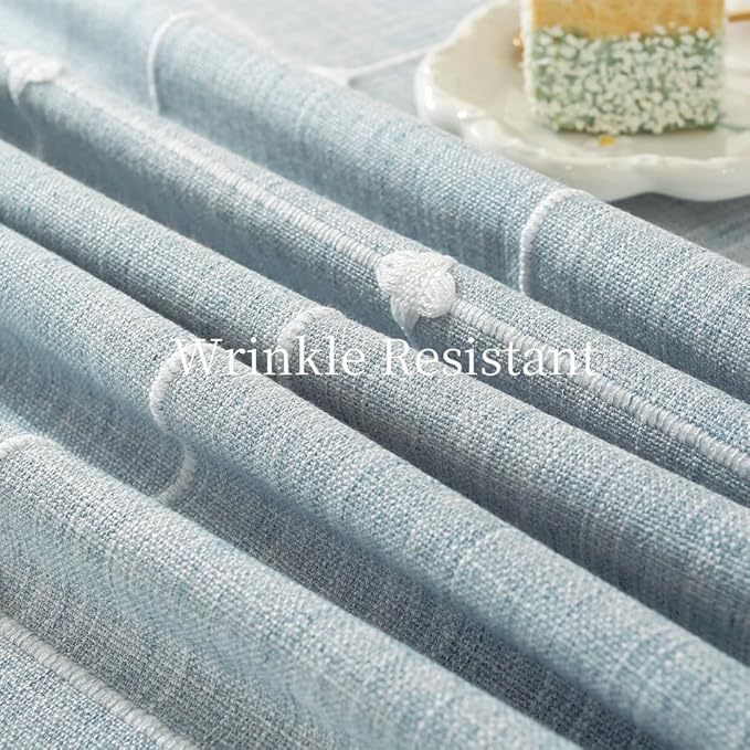 Zobesta Blue Square Table Cloth 70 x 70 Inch, Cotton Blue Linen Tablecloth Square, Heavy Weight Washable Farmhouse Soft Boho Tablecloth for Outdoor, Party, Holiday, Picnic, Dining