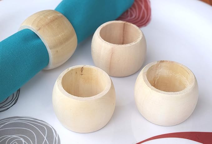 Lightnpro Wooden Napkin Ring, Napkin Rings Set of 12, Ring Napkin, Handmade Napkin Ring Perfect for Halloween Harvest Autumn Fall Thanksgiving Holiday Christmas Xmas Gift Décor - Natural