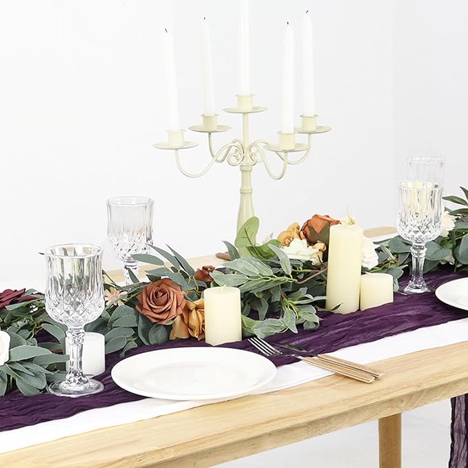 FUHSY Cheesecloth Table Runner Purple Table Runners 5 Pack 10 FT Gauze Table Runners Boho Gauze Cheese Table Cloth for Parties Boho Halloween Table Cloths Bridal Shower Wedding Table Decor