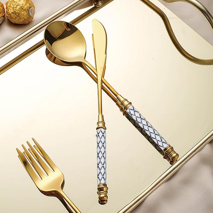 40-piece Silverware Set With Ceramic Handle, Premium Food Grade Stainless Steel Flatware Sets, Mirror Polished Cutlery Set, Dishwasher Safe (for 8 People)