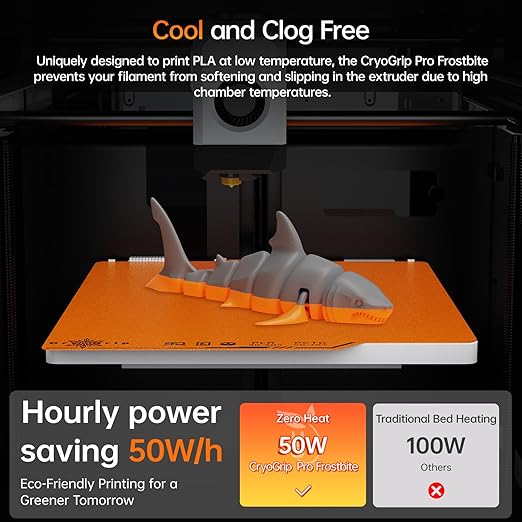 BIQU Cryogrip Pro Frostbite Matte Orange Cold Build Plate for Bambu-Lab P1S/P2S/P1P/X1C/X1E/A1 3D Printer 257x257MM Double-Sided Upgrade Room Temperature Print Removable Surface Platform