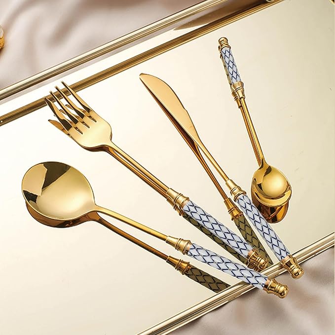 40-piece Silverware Set With Ceramic Handle, Premium Food Grade Stainless Steel Flatware Sets, Mirror Polished Cutlery Set, Dishwasher Safe (for 8 People)