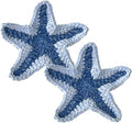 UMIRRO Handwoven Drink Coasters for Coffee Table, Ocean Themed Gifts for Beach Lovers, Coastal Kitchen Decor for Home - Blue Starfish, Set of 2