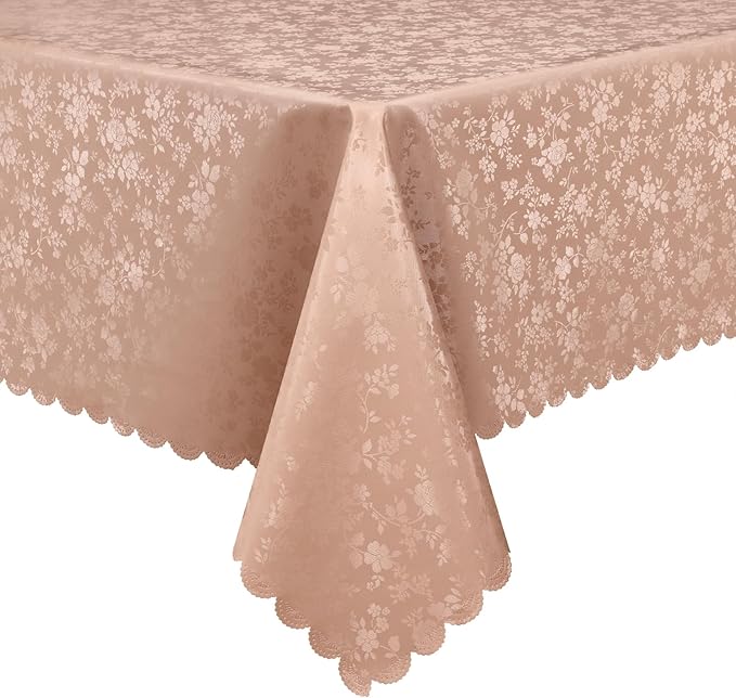 Smiry Rectangle Table Cloth, Waterproof Heavy Duty Vinyl Tablecloths, Wipeable Washable Table Cover for Kitchen and Dining Room (Tan, 52" X 70")