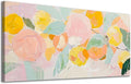 ADJUVANT Wall Art Impressionist Colorful Floral 40"L x 20"W, Bright Blooms With Pastel Leaves Canvas Painting Lively Petals Artwork Prints Floral Wall Decor for Living Room Bedroom Dining Room Home Office