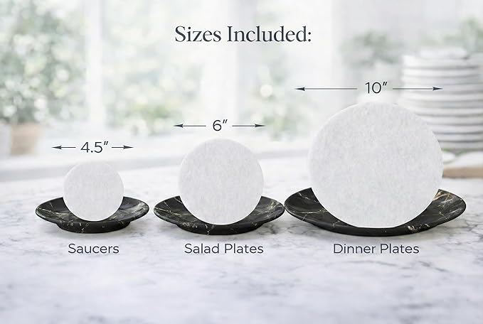 48 Piece Felt Plate Dividers for China Storage - Felt Protectors for Dinner, Salad, and Saucer Plates - Ideal for Moving Fine China, Porcelain, Glass, etc - Cut-to-Fit Full China Set - Soft White