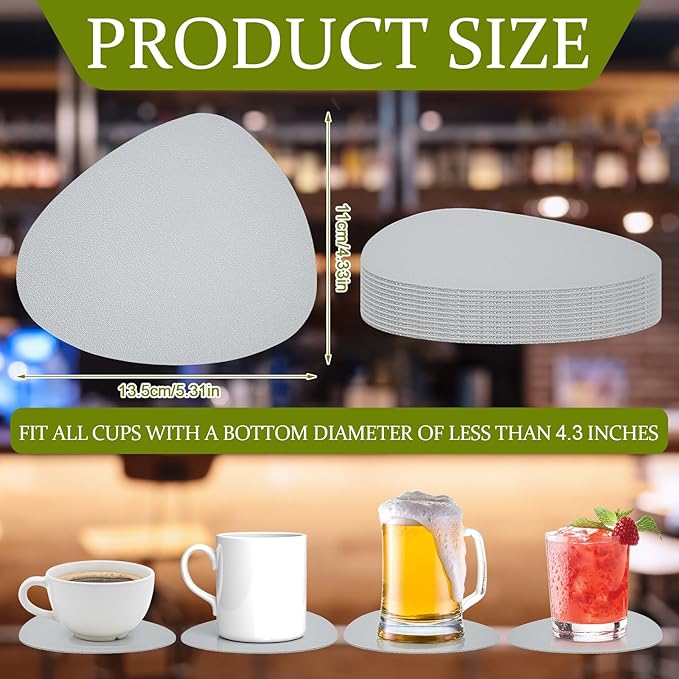 12 Sets Faux Leather Coasters for Drinks, Handmade Dual Sided Drink Coasters for Tabletop Protection, Non-Slip Washable Coasters for Tea Cup Living Room Office Desk Decoration（Grey and Brown）