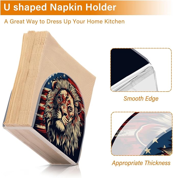 Napkin Holder Lion National Flag Crystal Clear Acrylic Napkin Holders Paper Napkin Holder Dining Table Dispenser for Kitchen Restaurant Home Decor Bar Accessories