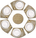 PIGCHCY Wedge Shaped Placemats Set of 6 with Centerpiece Round Mats Washable Kitchen Placemats Heat-Resistant Table Mats(Beige)