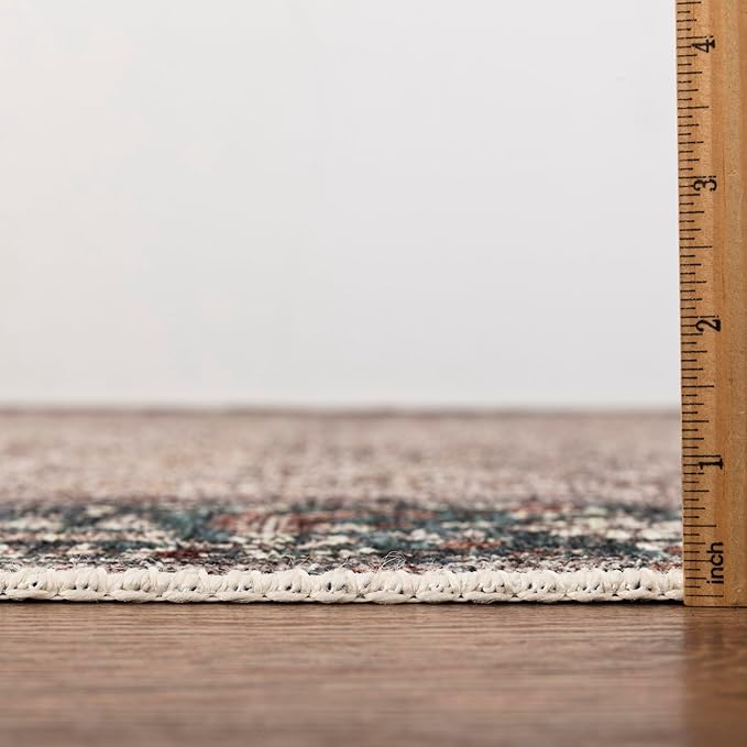 Keen Home Design 4x6 Rug - Machine Washable Area Rug with Non-Slip Backing, Ideal for Living Room, Dining Room, Bedroom - Vintage, Easy Clean, Durable, Low Pile - (4' x 6')