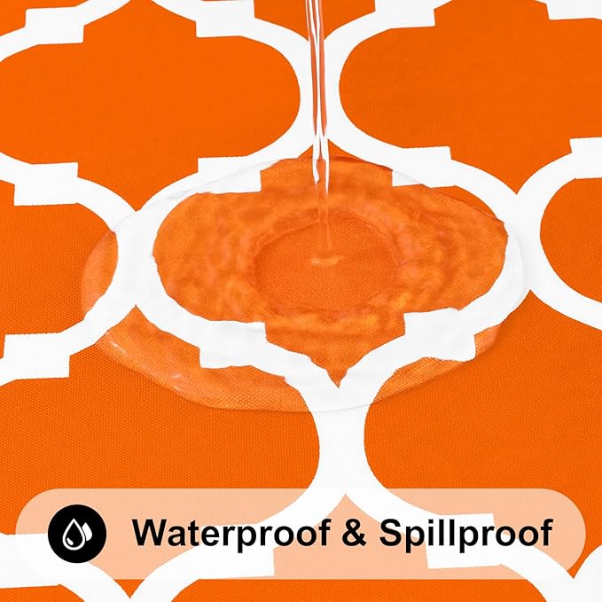 Smiry Rectangle Tablecloth, Waterproof Vinyl Tablecloths with Flannel Backing for Rectangle Tables, Wipeable Spillproof Plastic Tablecloth for Dining, Indoor and Outdoor (60"x84", Bright Orange)