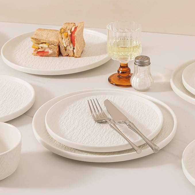 Dinnerware sets plates and bowls sets modern plates,Ceramic Dinnerware Sets,12 Pieces Porcelain Lightweight Plates,Scratch Resistant Dish Set (style - 9, 4 - Set (12pcs))