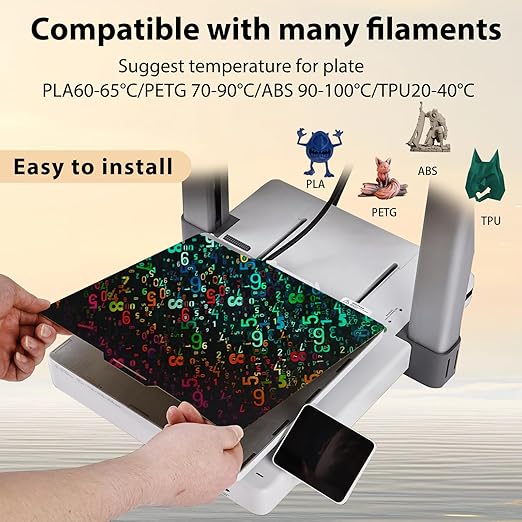 JUUPINE Upgraded H1H Build Plate,3D Printer Bambu Labs Build Plate for Bambu Lab A1/X1C/X1/X1E/P1P/P1S/P2S, Smooth Digit+Smooth Letter Spring Steel Sheet