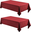 2 Pack Rectangle Tablecloth, 52x70 inch, Water Resistant Wrinkle Free Linen Textured Table Cloth Washable, Decorative Fabric Table Cover for Dining, Party and Camping, Red