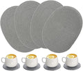 4 Pack Oval Woven Placemats, Gray Cotton Rope Braided Placemats with 4 Pack Round Fabric Coasters, Heat-Resistant Non-Slip Cotton Table Mats Charger Plates for Table Decoration (Gray)