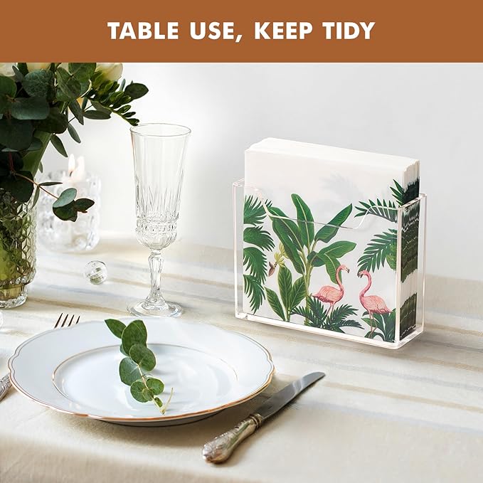 Acrylic Napkin Holder for Table, Clear Plastic Vertical Napkins Holders, Modern Square Paper Napkin Holders for Kitchen, Dinner Table Guest Napkin Holder for Home, Hotel, Restaurant, Bar