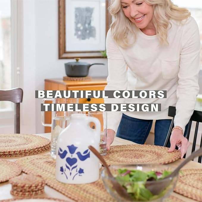 Homespice Harvest Braided Oval Table Runner, Warm Country Decor, Multicolor 11x36 - Jute Dining Table Accessories - Rich Colors, Easy to Clean, Durable and Protects Furniture