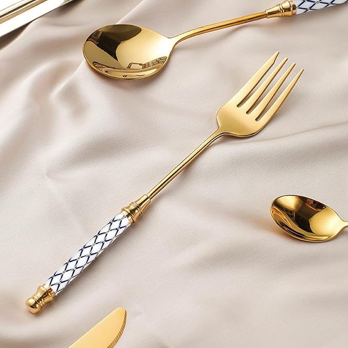 30-piece Silverware Set With Ceramic Handle, Premium Food Grade Stainless Steel Flatware Sets, Mirror Polished Cutlery Set, Dishwasher Safe (for 6 People)