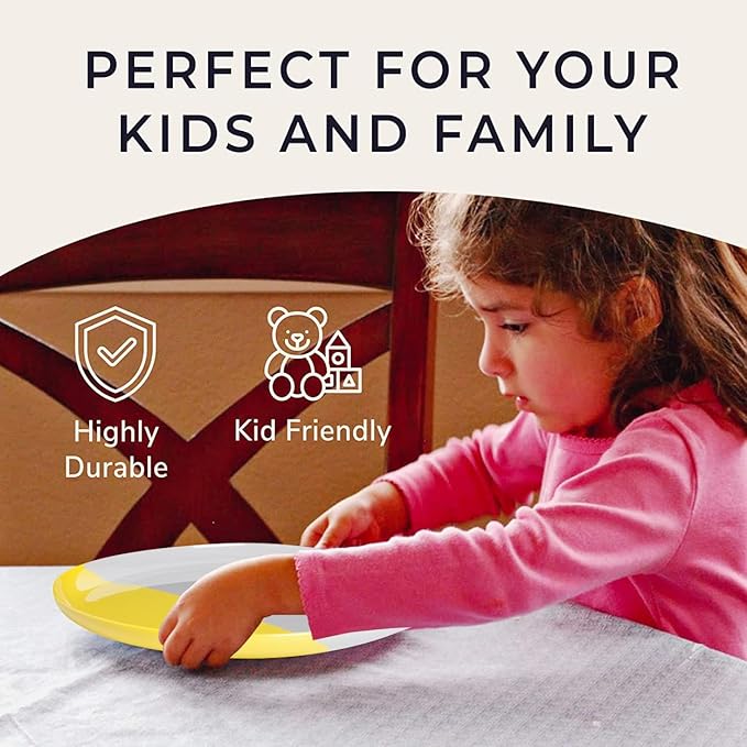 Thomas Fuchs Creative Melamine Side Plates, Set of 4, Gray/Lemon, Injection Molded, Durable, Dishwasher Safe, Chip and Break-Resistant, Kid-Friendly, Indoor/Outdoor Use