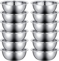 Pinkunn 12 Pcs Stainless Steel Mixing Bowls, Nesting Metal Salad Prep Bowls Bulk Reusable Baking Food Container Large Medium Small for Kitchen Hotel Restaurant Cooking, Silver (12.6 x 4.25 Inch)
