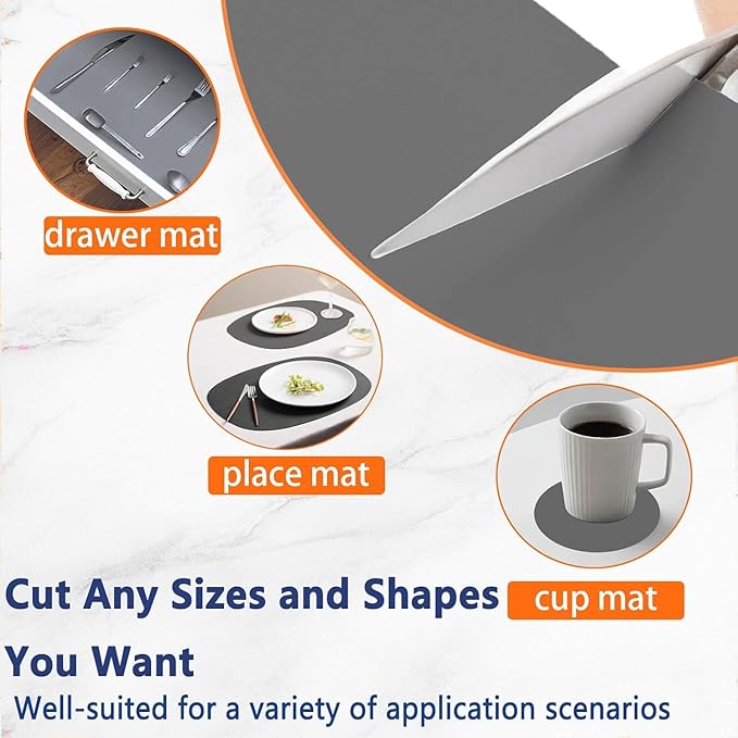 72''x16'' Extra Large Silicone Mat for Kitchen Counter, Heat Resistant Countertop Protector, Non-Slip Waterproof Kitchen Island Mat, Easy to Clean, Light Gray