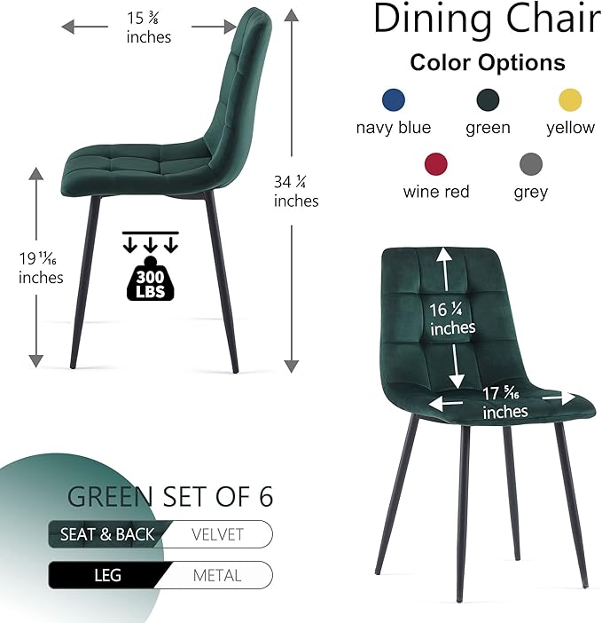 Comfortable Dining Room Chair Set of 6,Easy Assemble Living Room Chair Elegant Velvet Make Up Chair with Stable Metal Legs for Vanity,Dining Room