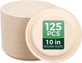 100% Compostable Plates - 125-Count Heavy Duty, Biodegradable Bagasse Plates - Eco Friendly and Sustainable (Natural, 10 inch)