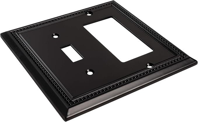 Henne Bery Sunken Pearls Heavy Duty Decorative Wall Plate Switch Plate Outlet Cover (Toggle/Decorator, Matte Black)