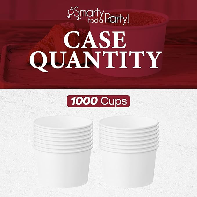Smarty Had A Party 1000 Squat Paper Soup Cups 12 oz Disposable Paper Soup Cups for Hot Food and Takeout Container Use