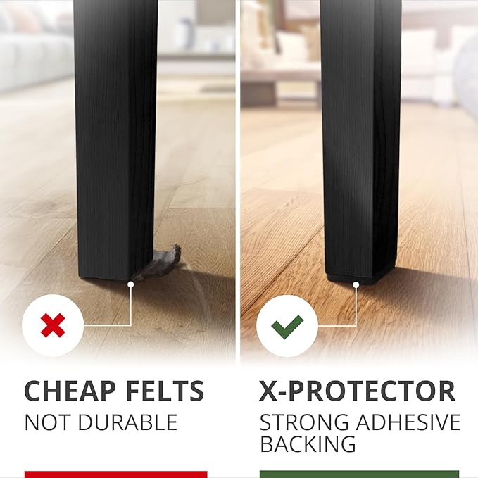 X-Protector Premium Felt Furniture Pads - 20 PCS 6 x 1/2" - Black Rectangular Pads with Tenacious Adhesive - Protects Hardwood, Laminate & Tile Floors