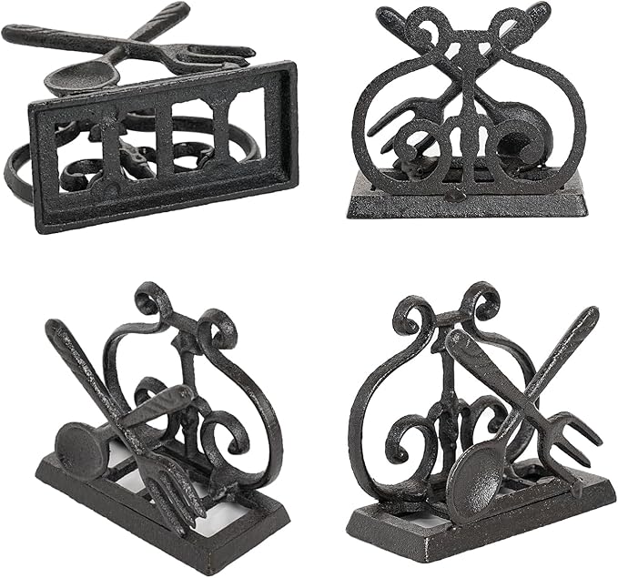Sungmor Vintage Cast Iron Napkin Holder, Rustic Farmhouse Napkins Holder, Freestanding Table Napkins Stand, Pretty Tableware Decor Paper Napkin Rack, Home Restaurant Dining Table Square Napkin Holder