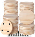 60 Pieces Unfinished Wood Coasters, GOH DODD 4 Inch Wooden Blanks with Non-Slip Pads for Laser Engraving Wood Burning Staining Painting Decoupage Housewarming Gifts Wedding Crafts Education, Round